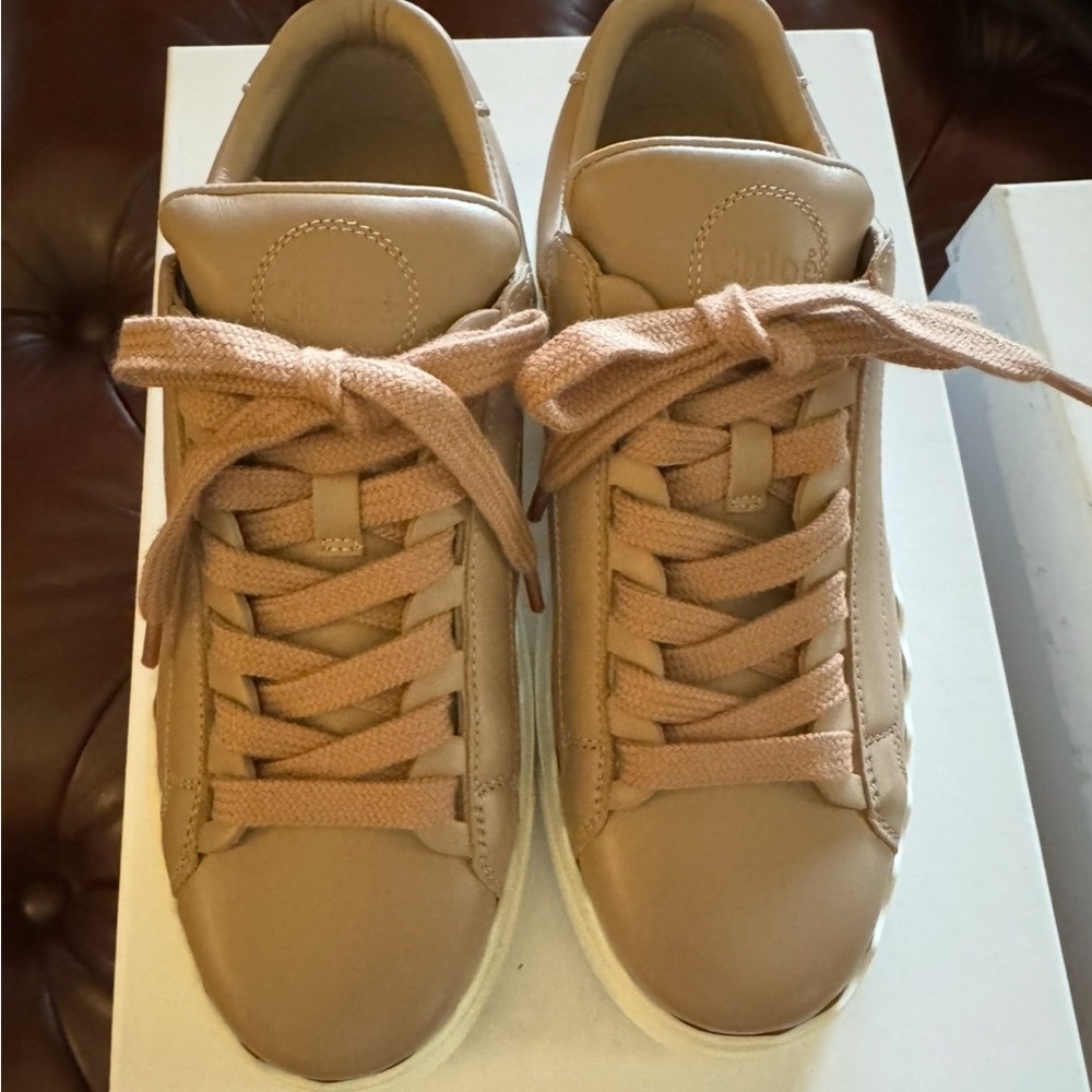 Chloe Lauren Tan Leather Sneakers
